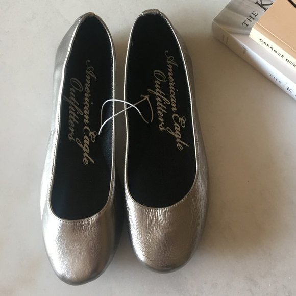 New! American Eagle Outfitters pewter ballet flats - Picture 1 of 6